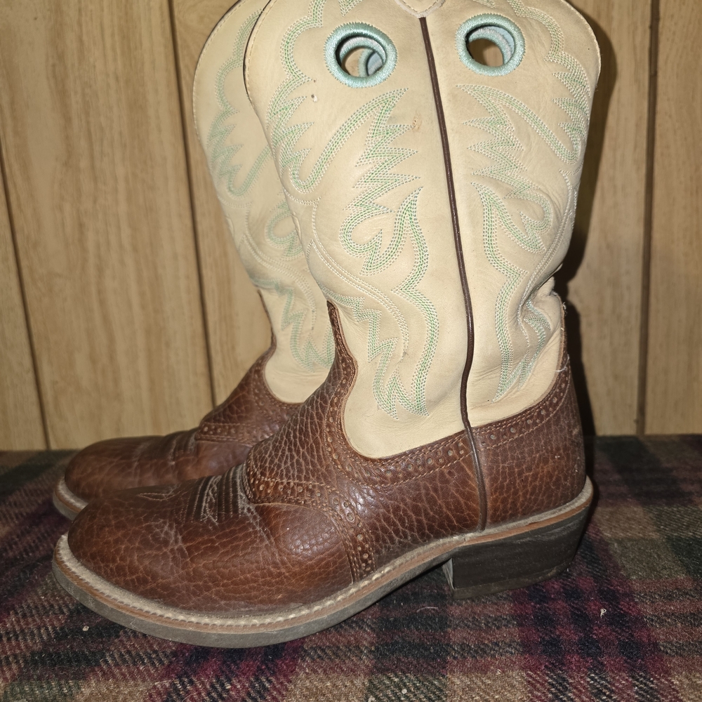 Western Cowboy Boots - Brown and Cream